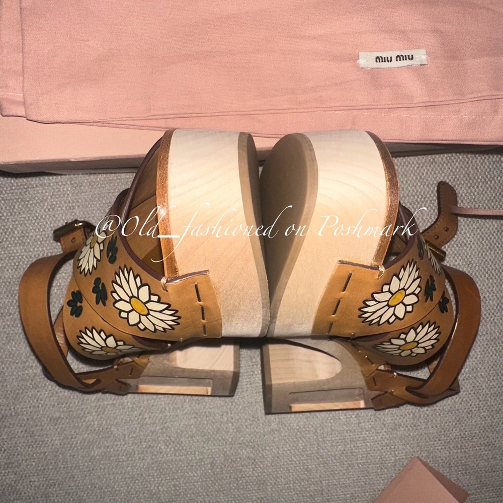 MIU MIU Platform Leather Sandals 37 - Picture 12 of 15